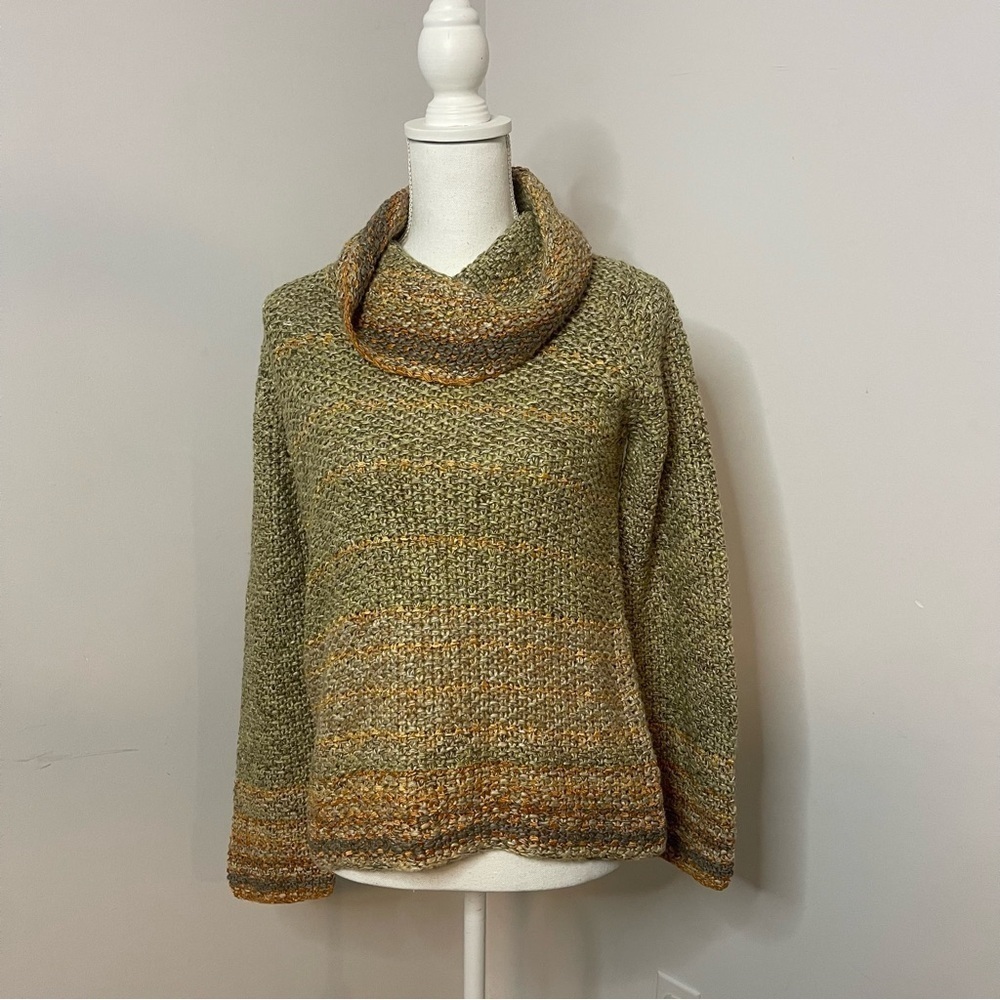 Sigrid Olsen knitted by hand silk alpaca blend turtle neck sweater